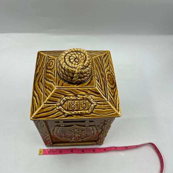 Vintage Village Inn Ceramic Faux Wood Cookie Jar 1762 Ship Building Nautical - Picture 12 of 13